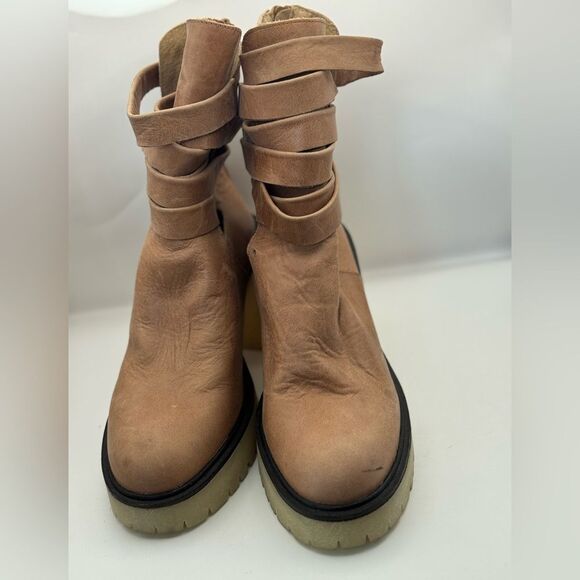Free People Women’s Size 38.5 US 8 Jesse Cutout Platform Boots English Tan - Picture 5 of 14